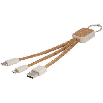 Bates słoma pszeniczna i korek, kabel do ładowarki 3 w 1-Naturalny – Gift Design