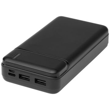 Loop powerbank o pojemności 20 000 mAh z tworzyw sztucznych pochodzących z recyklingu -Czarny – Gift Design