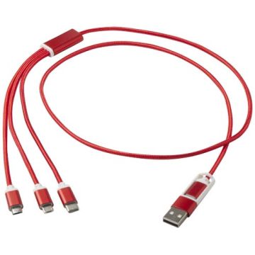 Versatile kabel do ładowania 5-1 z aluminium z recyklingu-Czerwony – Gift Design