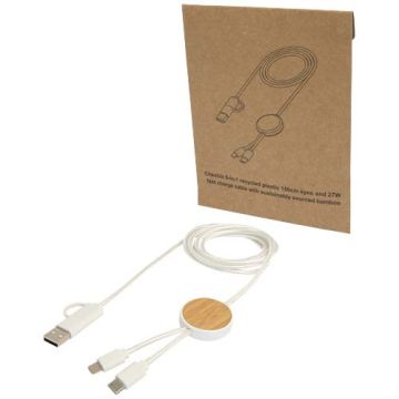 Chechia kabel do synchronizacji danych i szybkiego ładowania 5 w 1 27 W o długości 150 cm z tworzyw sztucznych pochodzących z-Biały – Gift Design