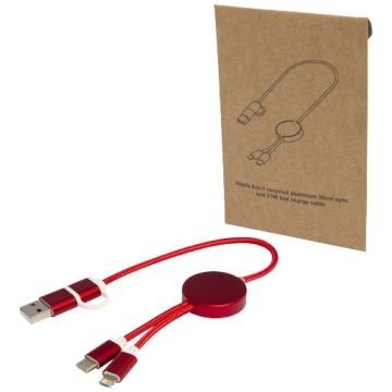 Alasia kabel do synchronizacji danych i szybkiego ładowania 5 w 1 27 W o długości 30 cm z tworzyw sztucznych i aluminium poch-Czerwony – Gift Design