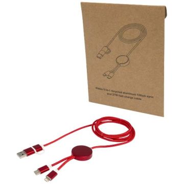 Alasia kabel do synchronizacji danych i szybkiego ładowania 5 w 1 27 W o długości 150 cm z tworzyw sztucznych i aluminium poc-Czerwony – Gift Design