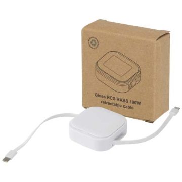 Gloas kabel 5-w-1 z recyklingu do synchronizacji danych z funkcją szybkiego ładowania 100 W i zestawem narzędzi do smartfonów-Biały – Gift Design