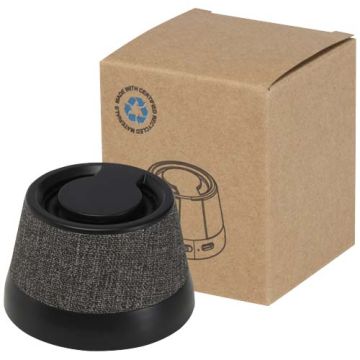 Horna głośnik bezprzewodowy z mocowaniem magnetycznym, o mocy 3 W z tworzyw sztucznych pochodzących z recyklingu-Czarny – Gift Design