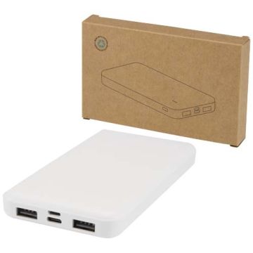 Intan powerbank o pojemności 10 000 mAh i mocy 10 W z tworzyw sztucznych pochodzących z recyklingu-Biały – Gift Design