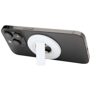 Ain podstawka na telefon z mocowaniem magnetycznym, z tworzyw sztucznych pochodzących z recyklingu z otwieraczem do butelek -Biały – Gift Design