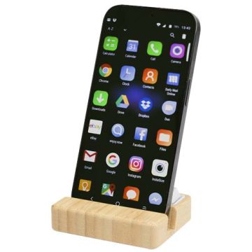 Algol stojak na telefon i zabawka sensoryczna z tworzyw sztucznych pochodzących z recylingu z elementami bambusowymi-Drewniany – Gift Design