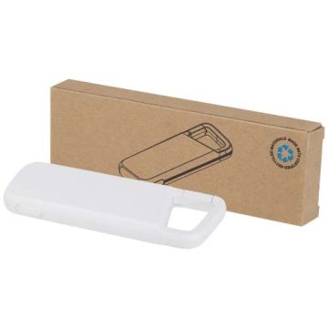 Alkes wodoodporny powerbank z karabińczykiem o pojemności 5000 mAh i mocy 12 W, wykonany z tworzyw sztucznych pochodzących z -Biały – Gift Design