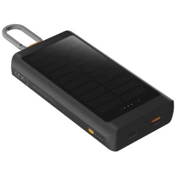Xtorm XG2S101 Go2 powerbank solarny o pojemności 10.000 mAh i mocy 15 W ze światłem -Węgiel drzewny – Gift Design