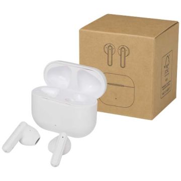 Altais zestaw słuchawkowy True Wireless z technologią Bluetooth® z tworzyw sztucznych pochodzących z recyklingu-Biały – Gift Design