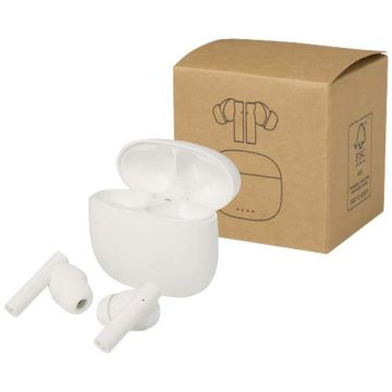 Alterf zestaw słuchawkowy True Wireless z technologią Bluetooth® z tworzyw sztucznych pochodzących z recyklingu i silikonowym-Biały – Gift Design