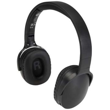 Ancha bezprzewodowy zestaw słuchawkowy Bluetooth® wokółuszny z tworzyw sztucznych pochodzących z recyklingu-Czarny – Gift Design