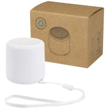 Velkis głośnik bezprzewodowy Bluetooth® o mocy 3 W z tworzyw sztucznych pochodzących z recyklingu-Biały – Gift Design