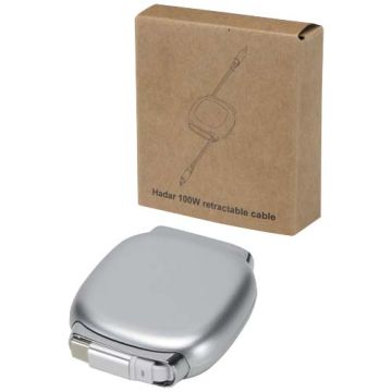 Alphard – zwijany kabel do CarPlay, 100 W, z recyklingowanego plastiku, obsługa szybkiego ładowania PD-Srebrny – Gift Design