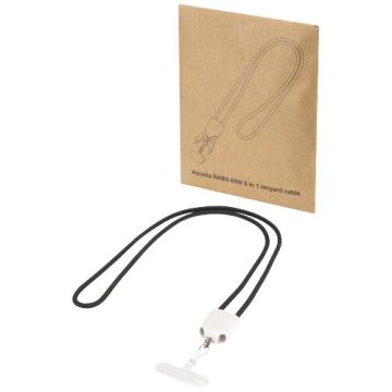 Ion 65 W 5 w 1 - kabel do ładowania z funkcją smyczy na szyję, wykonany z tworzywa sztucznego pochodzącego z recyklingu -Biały – Gift Design