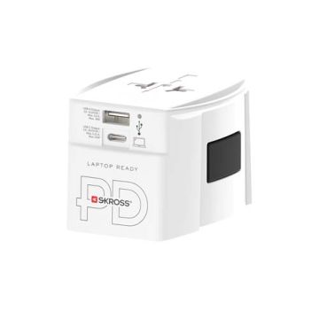 SKROSS® MUV AC65PD – uniwersalna przejściówka z kablem USB-C -Biały – Gift Design