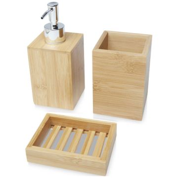 Hedon 3-częściowy bambusowy zestaw do łazienki-Naturalny – Gift Design