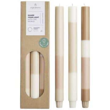 Originalhome świece warstwowe z wapienia — zestaw 3 sztuk-Złamana biel – Gift Design