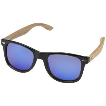 Lustrzane okulary przeciwsłoneczne wykonane z plastiku PET z recyklingu-drewna Hiru z polaryzacją w pudełku upominkowym-Drewniany – Gift Design