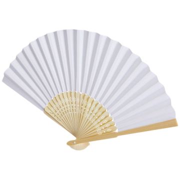 Wachlarz Carmen z bambusa i papieru-Biały – Gift Design