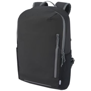 Aqua wodoodporny plecak z recyklingu z certyfikatem GRS na 15-calowego laptopa o pojemności 21 l-Czarny – Gift Design