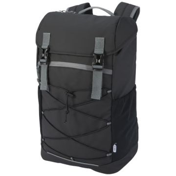 Aqua wodoodporny plecak z recyklingu z certyfikatem GRS na laptopa z ekranem 15,6 cali o pojemności 23 l-Czarny – Gift Design