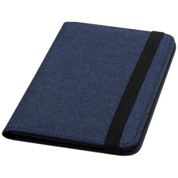 Ross etui na paszport RPET RFID wykonane z materiałów z recyklingu z certyfikatem GRS-Melanż granatowy – Gift Design