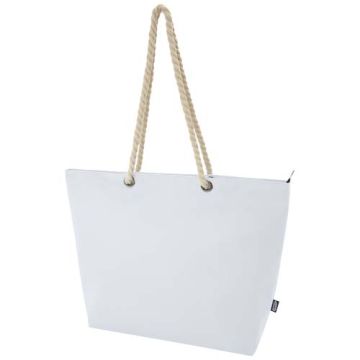 Panama torba termiczna na plażę z uchwytami ze sznurka wykonana z materiałów z recyklingu z certyfikatem GRS 23L-Biały – Gift Design