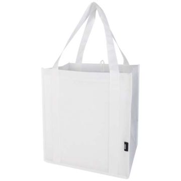 Liberty torba na zakupy z twardym dnem o pojemności 29 l wykonana z włókniny z recyklingu z certyfikatem GRS-Biały – Gift Design