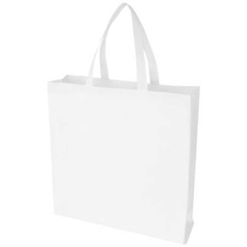 EcoSeal torba na zakupy z dnem wykonana z włókiny z recyklingu z certyfikatem GRS o pojemności 12 l-Biały – Gift Design