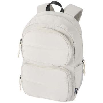 Puffer plecak na laptopa o przekątnej 15,6 cali o pojemności 18 l wykonany z materiałów z recyclingu z certyfikatem GRS-Piaskowiec – Gift Design