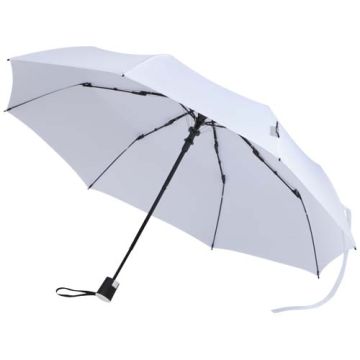 Składany parasol Agnes 21 cali z funkcją automatycznego otwierania, wykonany z tworzywa RPET-Biały – Gift Design