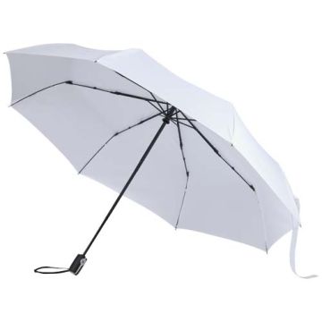 Składany parasol Gale 27 cali wykonany został z tworzywa sztucznego RPET. Wyposażony jest w funkcję automatycznego otwierania-Biały – Gift Design