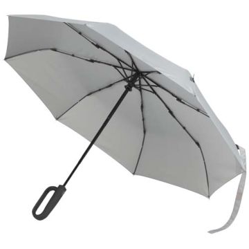 Składany parasol SMART 21 cali, wykonany z tworzywa sztucznego RPET-Jasny szary – Gift Design