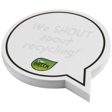 Sticky-Mate® karteczki samoprzylepne z materiałów z recyklingu w kształcie chmurek na tekst-Biały – Gift Design