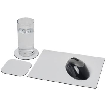 Podkładka pod mysz Brite-Mat® w zestawie z podkładkami pod kubek combo 1-Czarny – Gift Design