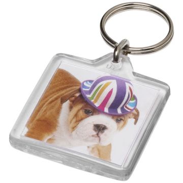 Kwadratowy brelok Vial U1-Przezroczysty klarowny – Gift Design
