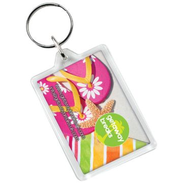Prostokątny brelok Vito C1-Przezroczysty klarowny – Gift Design