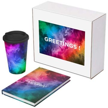 Zestaw upominkowy Keswick – notatnik Novella Brontë i kubek Americano-Biały – Gift Design