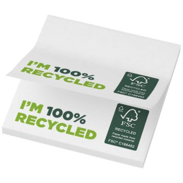 Karteczki samoprzylepne z recyklingu o wymiarach 75 x 75 mm Sticky-Mate®-Biały – Gift Design