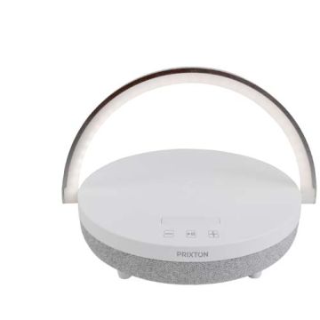 Prixton głośnik Bluetooth® 10 W 4 w 1 ze światłem LED i podstawą do ładowania bezprzewodowego-Biały – Gift Design