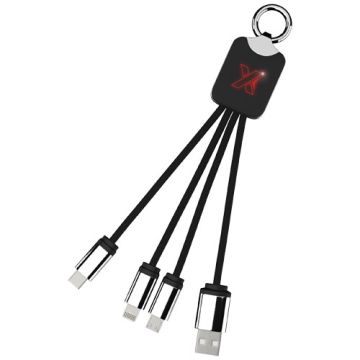 Kabel z podświetlonym logo 3w1 z brelokiem - SCX.design C15-Czerwony – Gift Design