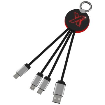 Kabel z podświetlonym logo 3w1 z brelokiem - SCX.design C16-Czerwony – Gift Design