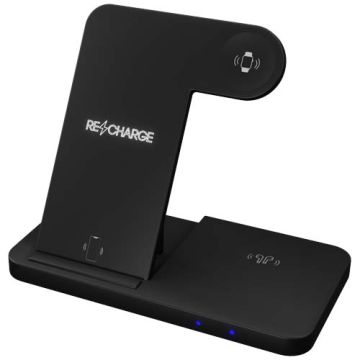 SCX.design W28 bezprzewodowa baza ładująca 3 w 1 ze stojakiem na telefon-Czarny – Gift Design