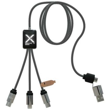 SCX.design C33 kabel do ładowania typu C o mocy 60 W z podwójnym podświetlanym logo -Melanż czarny – Gift Design