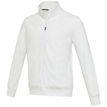 Galena bluza unisex z recyklingu z zamkiem błyskawicznym na całej długości 320 g-m²-Biały – Gift Design