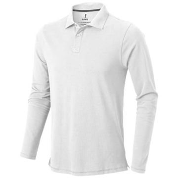 Męskie polo Calgary z długim rękawem 180 g-m²-Biały – Gift Design