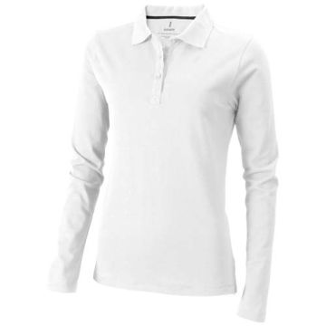 Damskie polo Calgary z długim rękawem 180 g-m²-Biały – Gift Design