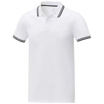 Męska koszulka polo Amarago z kontrastowymi paskami i krótkim rękawem 200 g-m²-Biały – Gift Design