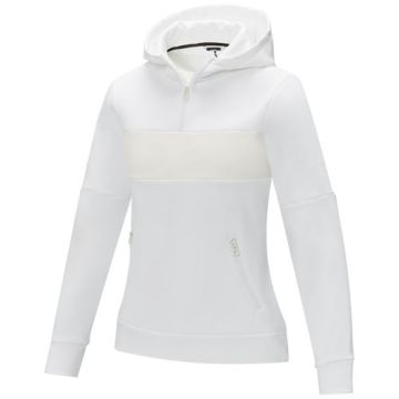 Sayan damska ciepła bluza z kapturem i zamkiem na pół długości-Biały – Gift Design